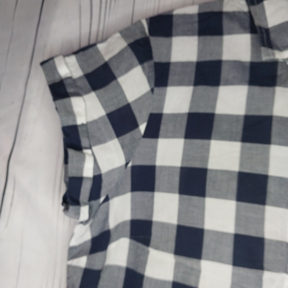 J.Crew Mercantile Gingham Plaid Popover Preppy Business Casual Short Sleeve Top - Picture 5 of 8